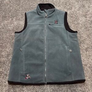 Dog Mom Vest Womens Medium Blue Black Reversible Embroidered Zip Pockets Charms